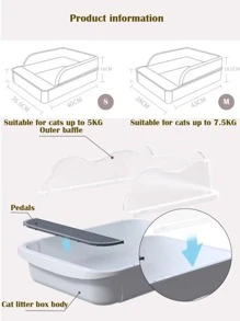 1pc Cartoon Ear Design Cat Litter Box - White - View 3