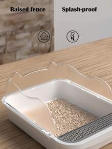 1pc Cartoon Ear Design Cat Litter Box - White - View 4