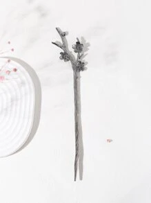 Flower Decor Hair Pin Elegant For Women Daily Decoration - Black - View 1