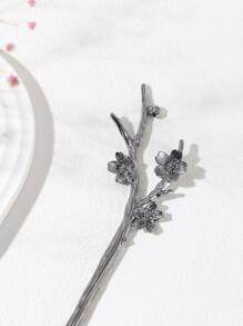 Flower Decor Hair Pin Elegant For Women Daily Decoration - Black - View 4