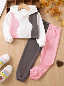 Toddler Girls Colour Block Hoodie & Joggers - Multicolor - View 1