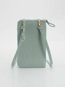 Crocodile Embossed Phone Wallet - Green - View 2