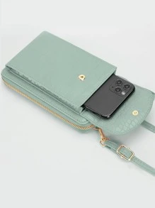 Crocodile Embossed Phone Wallet - Green - View 5