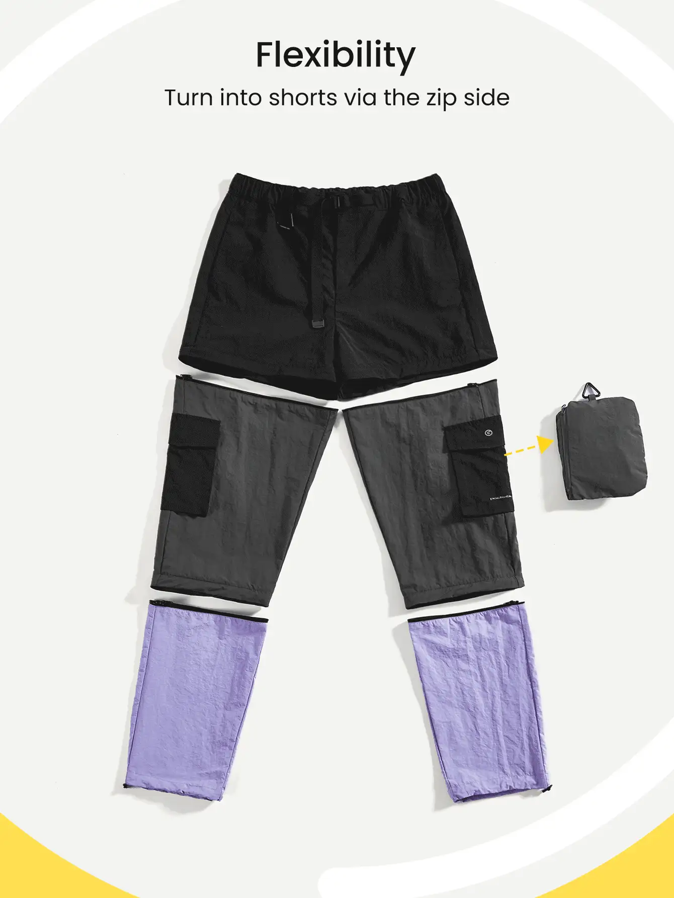 GLOWMODE Pantalones De Carga Convertible Para Caminatas - Negro - Ver 3