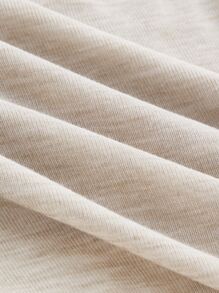 SHEIN MOD Lettuce Trim Lace Up Front Asymmetrical Hem 2 In 1 Tee - Beige - View 8