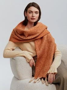 MOTF PREMIUM TWIST FRINGE HEM SCARF - Orange - View 4