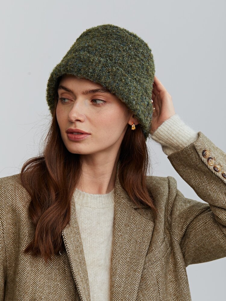 MOTF PREMIUM Sombrero cubo mezcla de lana unicolor - Verde Oscuro - Añade 7