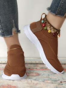 Women's Brown Slip-on Running Shoes For Road Running - Brown - View 3