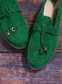 Mocasines planos de metal & con diseño de nudo - Verde - Ver 2