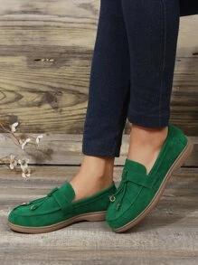 Mocasines planos de metal & con diseño de nudo - Verde - Ver 4