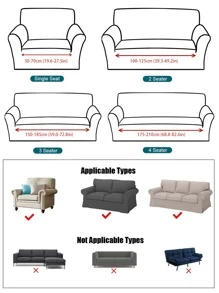 1pc Geometric Tufted Stretchy Sofa Seat Cover - Green - View 7