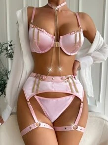 Đồ lót gợi cảm Nữ Chuỗi Nhẫn màu trơn - Màu Hồng baby - Xem 1