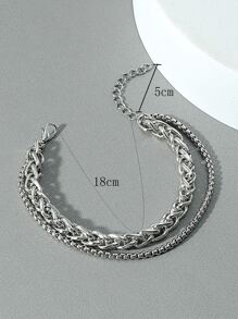 Pulsera minimalista en capas de acero inoxidable para hombres de moda y popular para regalo de joyería y para una apariencia elegante - Plateado - Ver 3