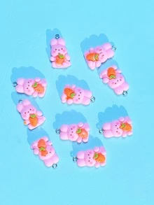 10 piezas Colgante DIY con dibujos animados conejo - Multicolor - Ver 2