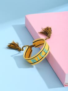 Girls Tassel Decor Bracelet - Yellow - View 1