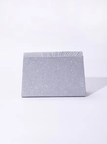 魅力四射,優雅,精美,安靜奢華亮片,時髦,奢華,發亮金屬亮絲翻蓋鏈條晚會包,完美新娘錢包適合婚禮,舞會和派對活動適合派對女孩,女士 - 銀色 - 查看 2