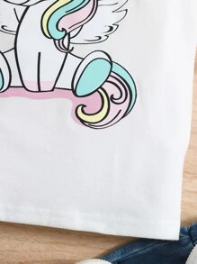 Toddler Girls Unicorn Print Ruffle Sleeve Tee - White - View 6