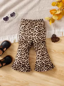 SHEIN 女嬰豹紋闊腿褲