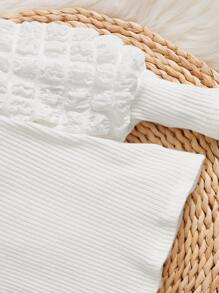 SHEIN Baby Puff Sleeve Round Neck Tee - White - View 3