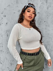 SHEIN ICON Top corto unicolor - Beis - Ver 5