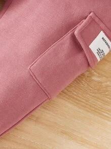 SHEIN Baby Girls Autumn Winter Letter Print Fleece Hoodie Sweatshirt And Casual Loose Pants Set