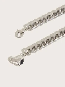 1pc Women's Waist Chain With Heart Pendant & Flat Chain, Suitable For Multiple Sizes Including Plus Size, For Wedding, Party And Daily Wear Halloween Valentine's Day Summer, School Fall, Autumn, Halloween - Silver - View 3