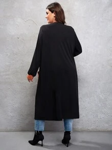 Plus Contrast Trim Dual Pocket Coat