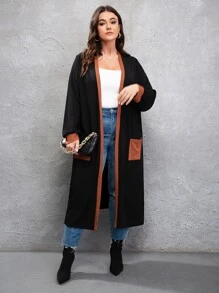 Plus Contrast Trim Dual Pocket Coat