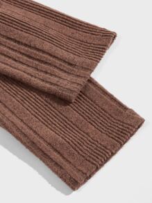 GENTILAND Men High Neck Ribbed Knit Top - Coffee Brown - View 4