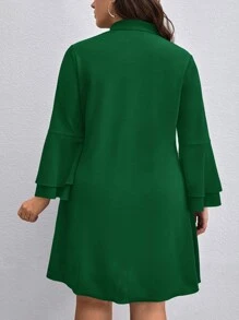 SHEIN Unity Vestido de cuello notch de manga con volante - Verde - Ver 2