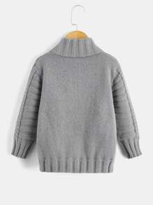 Toddler Boys Cable Knit Solid Jumper - Grey - View 2