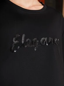 MOTF PREMIUM SEQUIN EMBELLISHED T-SHIRT - Black - View 3