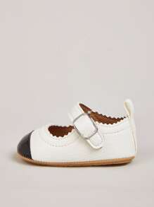 Baby Two Tone Scallop Trim Flats - White - View 3
