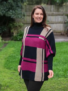 EMERY ROSE Jersey con patrón de cuadros de manga murciélago - Multicolor - Ver 3