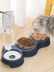 1pc Random Color Pet Bowl With Drinking Bottle - Multicolor - View 1