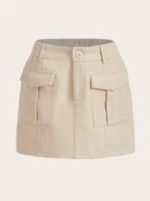 SHEIN EZwear 翻蓋口袋工裝裙