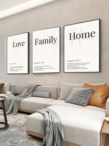 Letter Graphic Unframed Painting, Nordic Hanging Wall Art Prints For Home Decor - Black and White - View 8