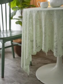 khăn trải bàn đính hoa giả ngọc trai - màu xanh lá - Xem 6