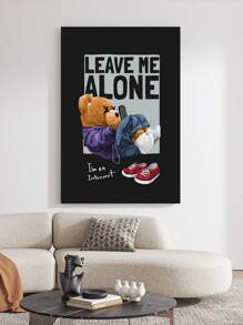1 Piece, Fashionable Cartoon Bear Playing Mobile Phone Pattern Posters, Used For Decorating Study Rooms And Boys' Rooms Wall Arts, Frameless - Multicolor - View 1