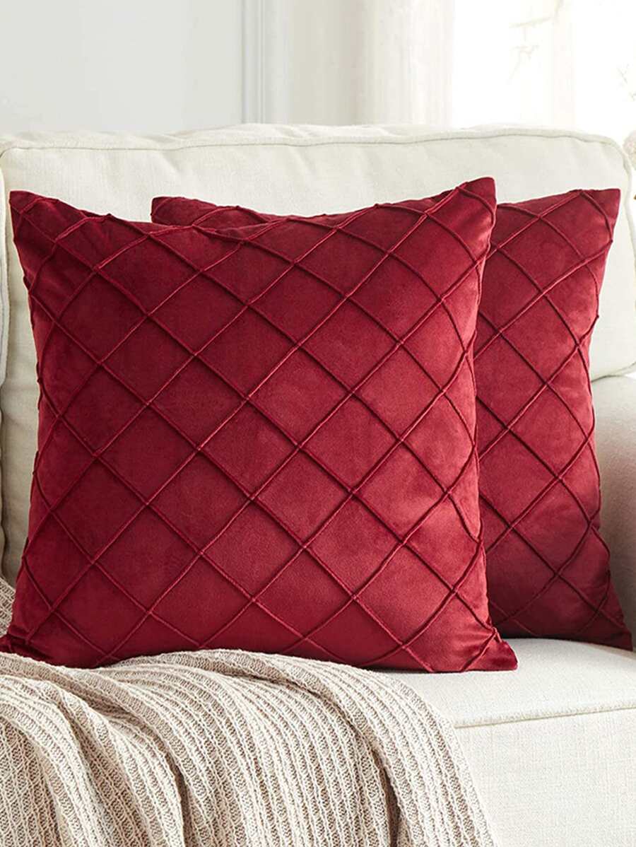 1pc Pintuck Pillowcase Without Filler - Red - View 1