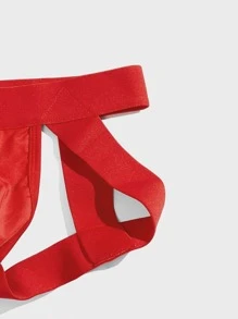 Men Solid Jockstrap Sexy Underwear - Red - View 3