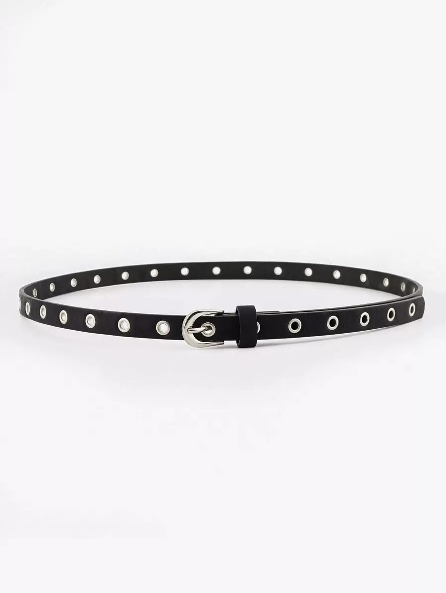APLCSEY Eyelet Decor Buckle Belt Halloween Summer, School Fall, Autumn, Halloween - Black - View 1