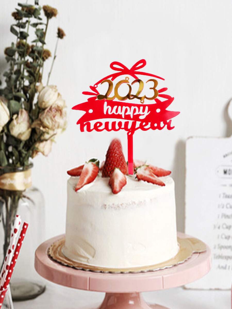 1pc Year Number & Letter Graphic Cake Topper - Multicolor - View 1
