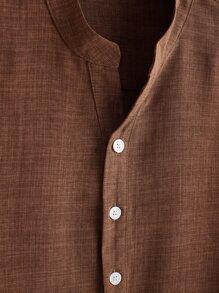 Manfinity Homme Camisa De Hombre Con Media Botonadura Y Mangas Enrollables