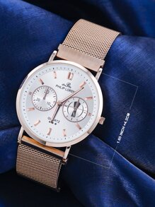 Men Hollow Out Wrist Watch - Rose Gold - View 1