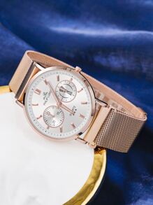 Men Hollow Out Wrist Watch - Rose Gold - View 5