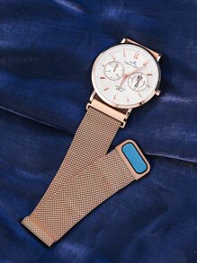 Men Hollow Out Wrist Watch - Rose Gold - View 6