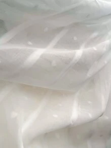 簇絨裝飾單片透視窗簾 - 白色 - 查看 2