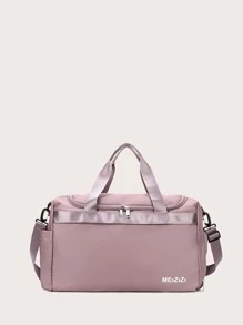 Letter Graphic Duffel Bag - Dusty Pink - View 1