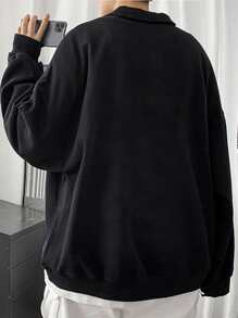 Manfinity Men Letter Graphic Polo Shirt - Black - View 2